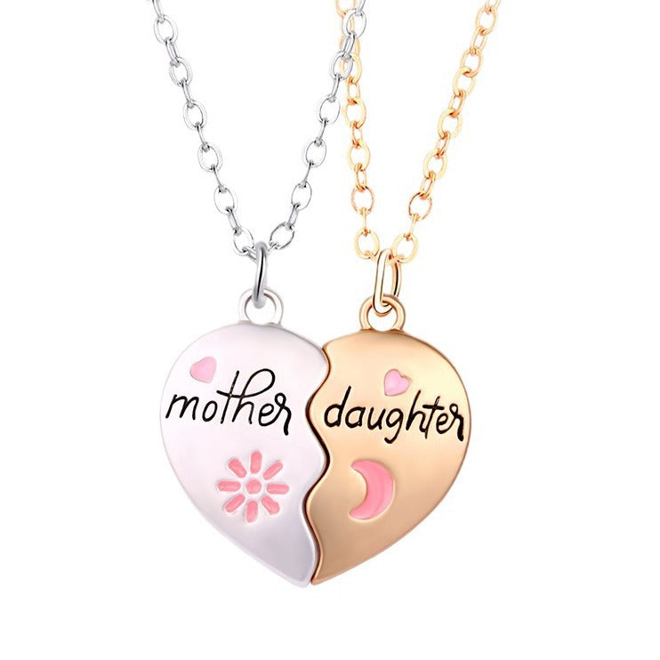 Wholesale Mother Daughter Parent-child Set Alloy Oil Drop Magnetic Pendant Mother's Day Necklace